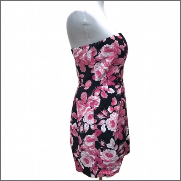 𝅺Strapless Rose Print Dress - Picture 3 of 4